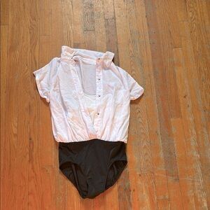 White and Black Button-Up Bodysuit